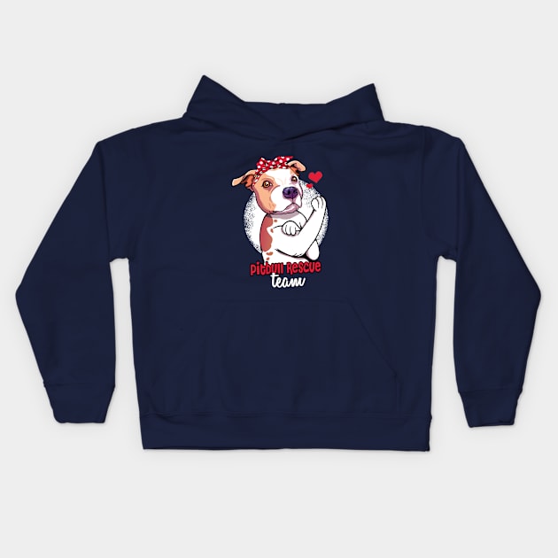 Retro Pitbull Rescue Dog Adopt Cartoon Kids Hoodie by USProudness